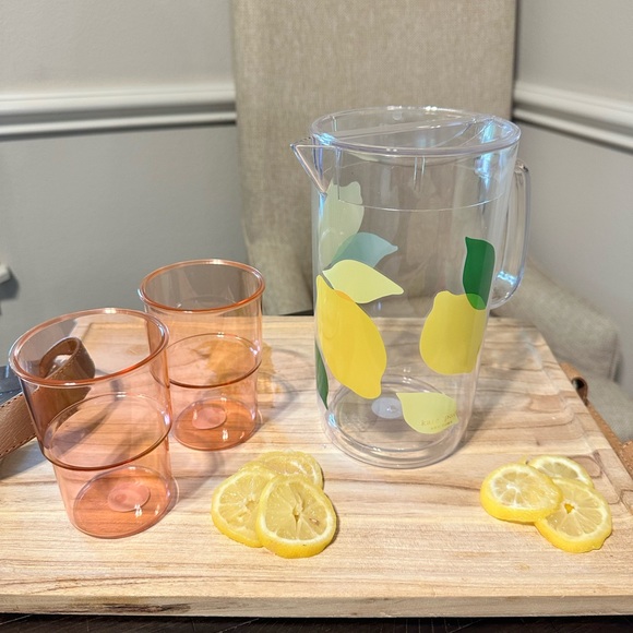 New in Box - unopened Kate Spade New York Lemonade Pitcher & Set of 2 Cups - Picture 2 of 9